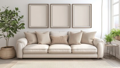 Let your artwork shine—three perfect frames for your living room wall