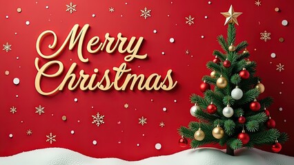Fototapeta premium christmas greeting card with christmas tree