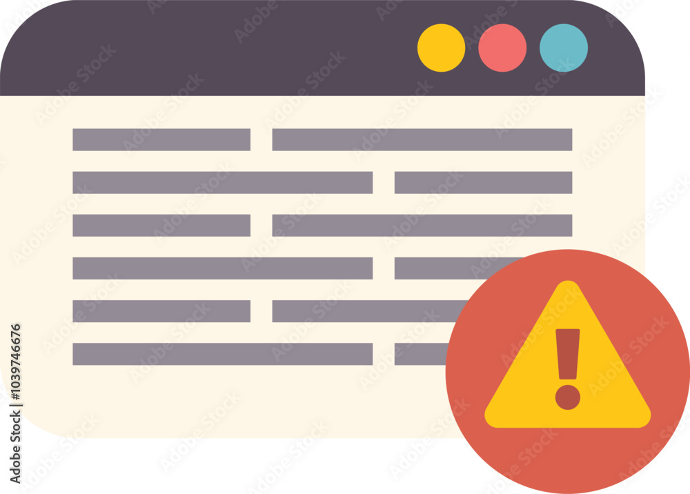Poster browser window displaying error message with alert symbol, concept for internet security, scam, viru