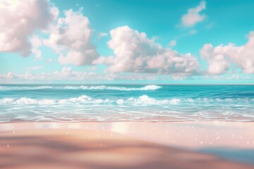 Obraz premium Tropical beach with sun rays golden sand and clear water.