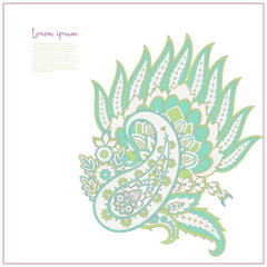 Turkish Cucumber Paisley. Vector pattern in traditional oriental style with flowers, leaves and fantasy elements.