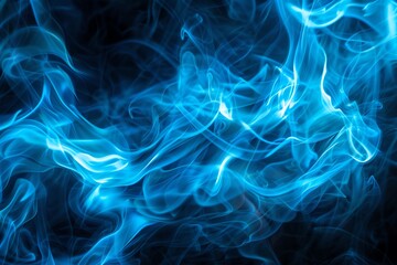 A mesmerizing swirl of vibrant blue smoke, creating an ethereal and dynamic visual effect against a dark background.