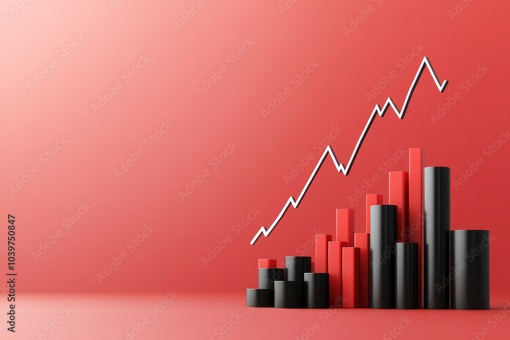 Poster abstract financial chart showcasing an upward trend with a 3d line graph, emphasizing data growth an