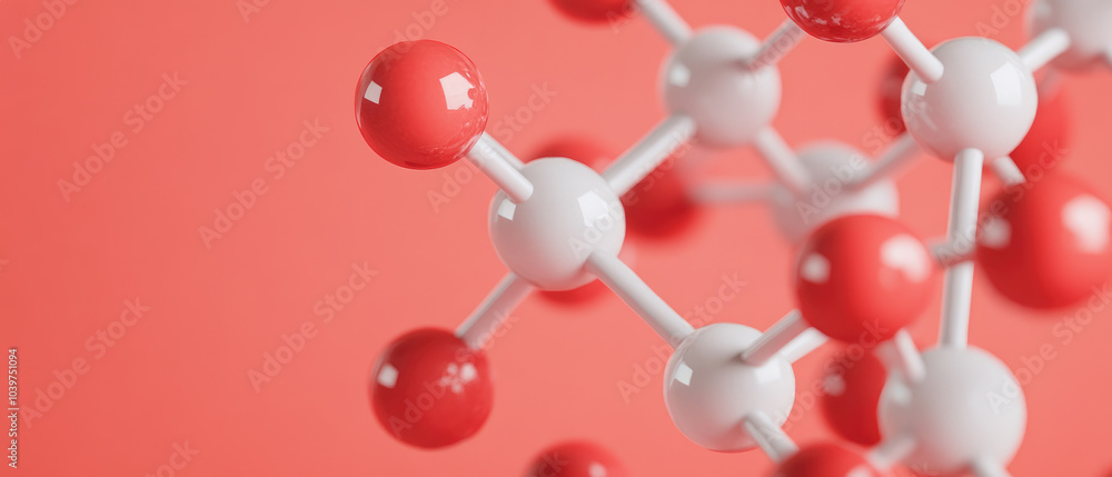 Poster molecular interplay, an intricate 3d illustration showcasing abstract molecular structures with sele