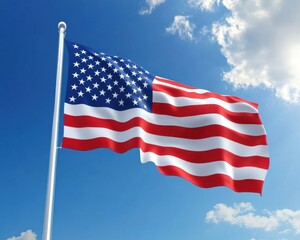 Fototapeta premium USA flag against blue sky