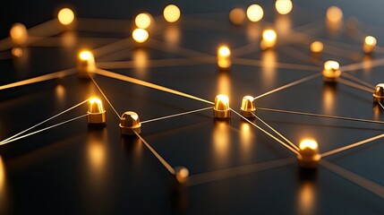 Human figures interconnected by lines symbolizing communication and collaboration in a professional network against a minimalistic white background