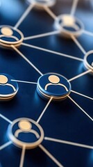 Connecting human figures through lines to symbolize communication and networking in a modern business environment