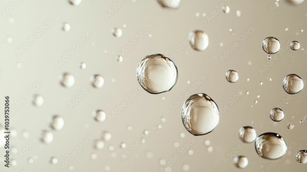 Poster mesmerizing close up details of water droplets resting on a transparent glass surface creating a ser