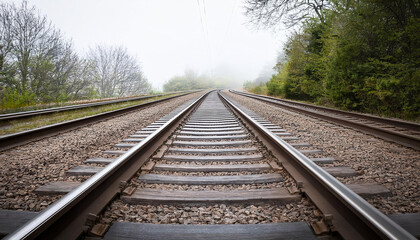 Obraz premium Perspectiva de una via de tren hacia el horizonte