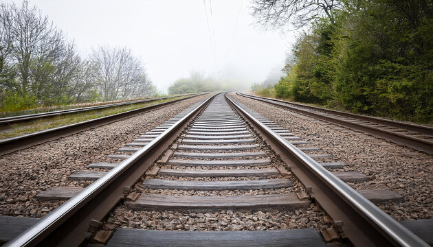 Perspectiva de una via de tren hacia el horizonte