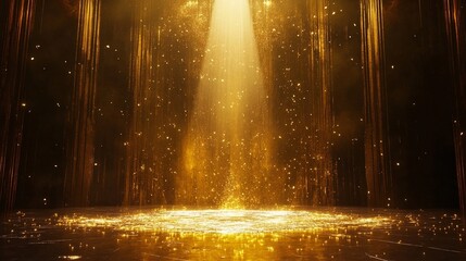 A lavish representation of an extravagant stage decorated with dazzling lights and soft bokeh effects.