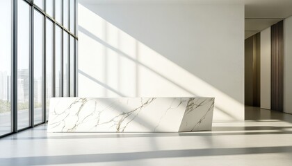 Obraz premium Stylish white marble countertop in the kitchen, emphasizing the luxurious atmosphere of the space