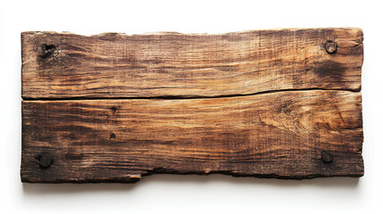 Naklejka premium A close-up view of a weathered brown wooden plank with visible grain and knots.