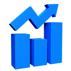 3d blue growth graph transparency background