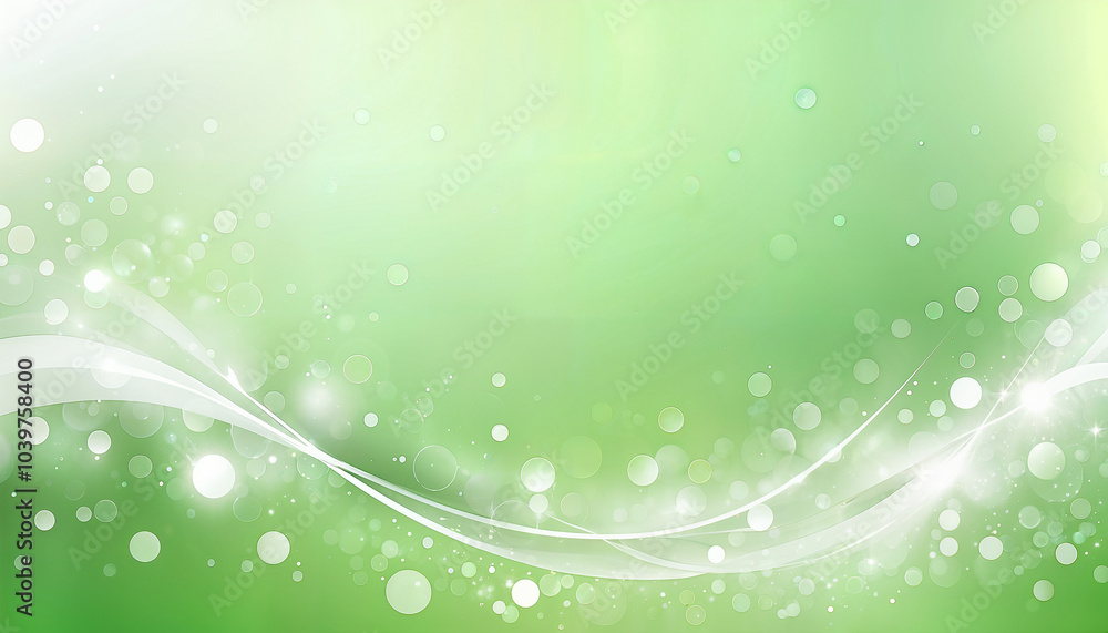 Wall mural fresh green background with bokeh effect and free space