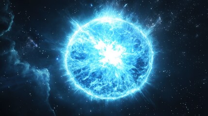 Neutron Star in Warp Speed. Illustration of Pulsar in the Universe emitting X-rays and Electromagnetic Radiation