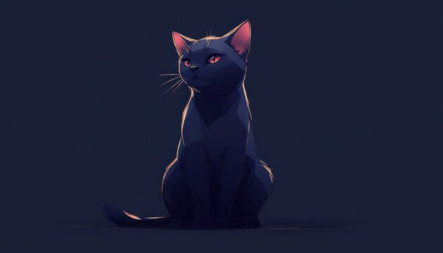 A Black Bombay Cat sitting idel 