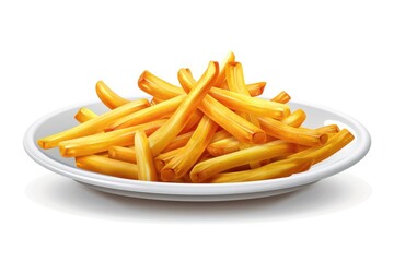 Pile of French fries on white background.