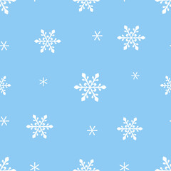 Seamless pattern with snowflakes on blue background vector.
