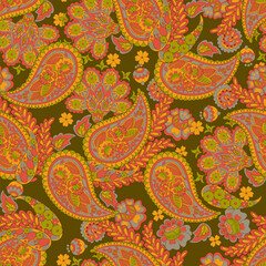 Paisley Floral oriental ethnic Pattern. Seamless Vector Ornament. Damask fabric patterns.