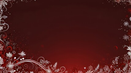 Christmas decorations with falling snow and Christmas tree, balls and gifts