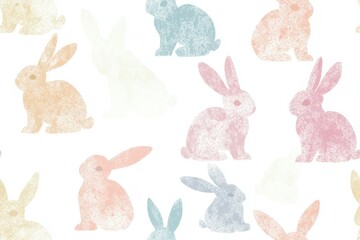 Obraz premium Seamless pattern of colorful pastel rabbits, offering a charming and festive design for easter-themed projects