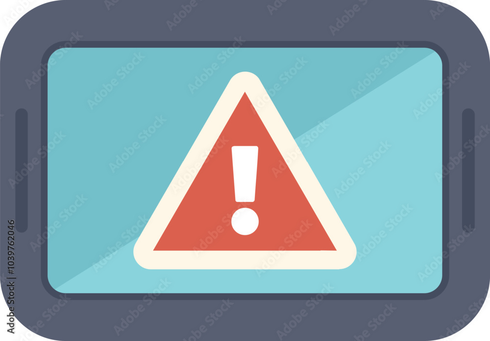 Poster mobile phone is displaying a warning sign with an exclamation point on its screen
