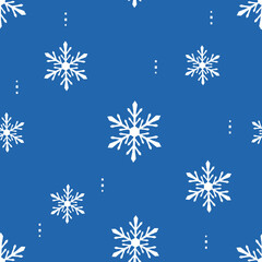 Winter seamless pattern with snowflakes on blue background vector.