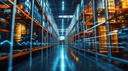 Fototapeta premium Modern Warehouse Interior with Shelving and Storage