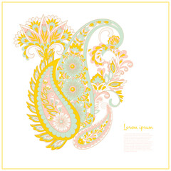 Obraz premium Floral isolated pattern with paisley ornament. Ornate floral decor. Vector illustration