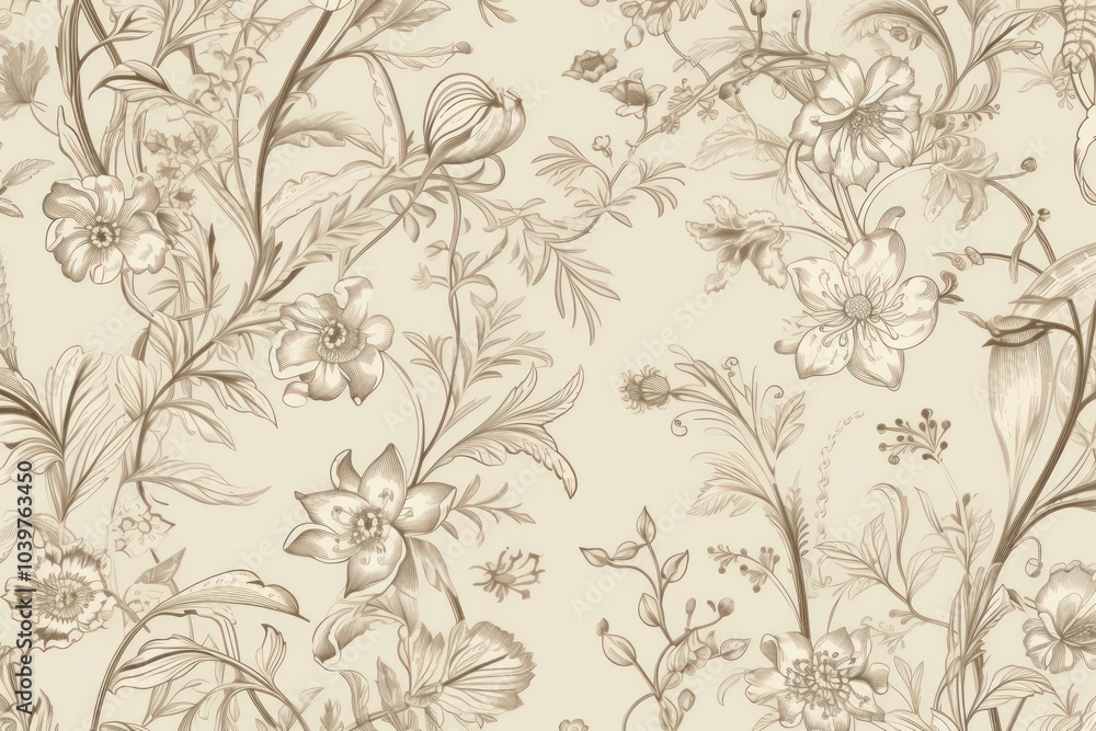 Canvas Prints Flowers wallpaper pattern drawing.