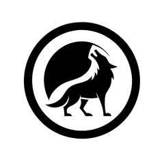 Wolf. Icon, logo, symbol, sign. A simple black and white drawing.