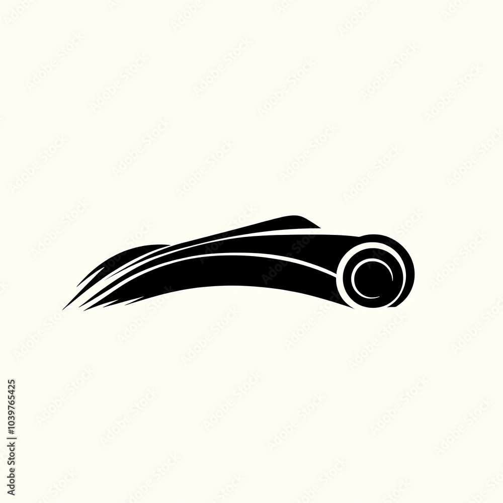 Poster abstract silhouette of a race car with a blurred speed effect.