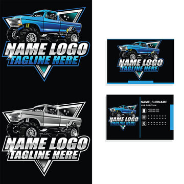 Monster Truck Logo Badge Vector. Monster Truck Vector Logo Design Inspiration. Trucking logo vector file