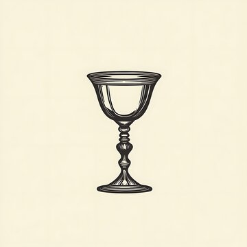An illustration of a vintage silver goblet on a cream background.