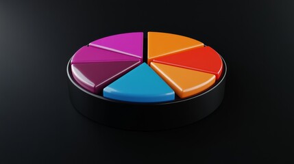 Obraz premium Colorful Pie Chart on Black Background