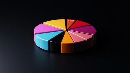 Obraz premium Colorful pie chart on dark background for data visualization
