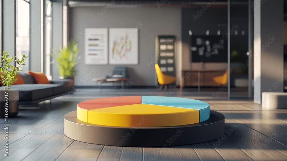 Poster modern office space with colorful data chart