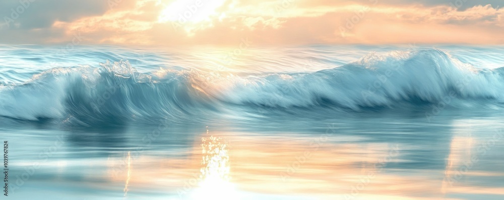 Aufkleber soft ethereal light reflecting on the surface of calm ocean waves creating a serene and tranquil atm