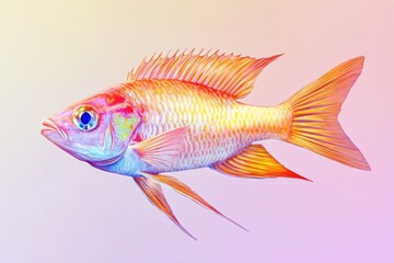 Fototapeta premium Anthias fish isolated on splashcolors background