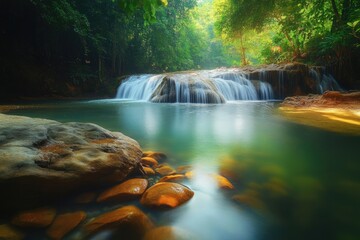 Mundang waterfall with snapdragon at Phuhinrongkra national park  Thailand.