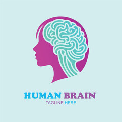 Gradient woman brain logo design template
