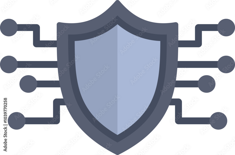 Poster shield is connecting to network connections, representing cybersecurity and data protection