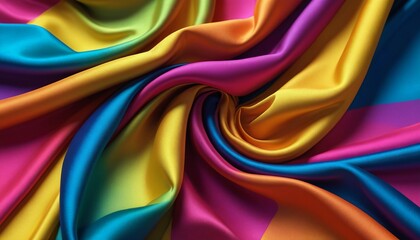 A vibrant geosilk material laid out, showcasing its striking colors and flowing nature, perfect for special occasion garments, Generative AI