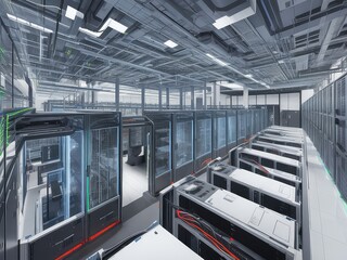 Obraz premium interior of a modern station,interior of modern building,equipment in factory