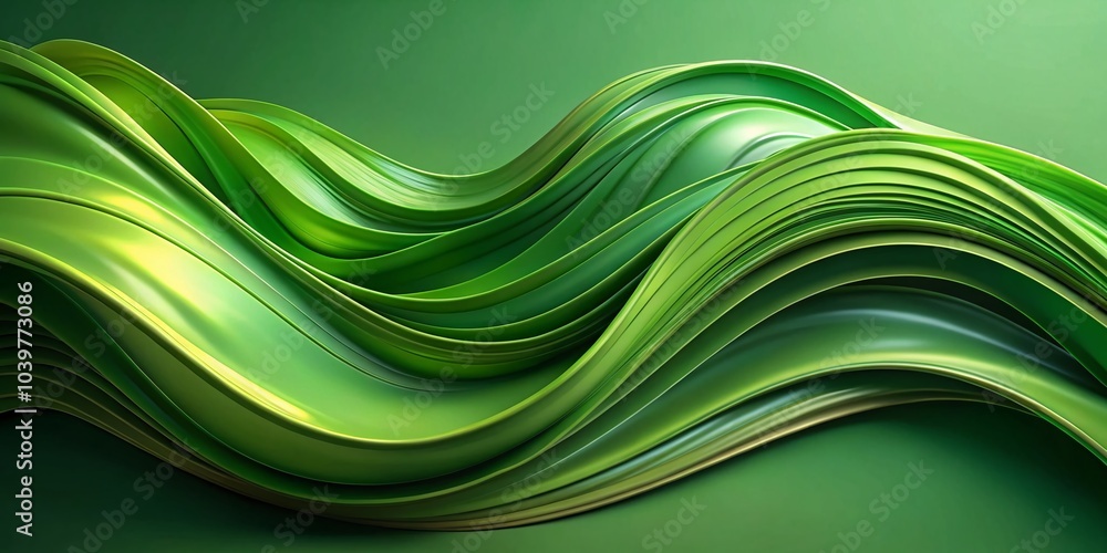 Poster abstract 3d organic shape with flowing texture on green background - modern design for creative proj
