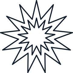 Obraz premium Vector illustration of radiant star flash in linear style. Science, discovery, and space symbol. Astronomy and cosmos element. The icon is perfect for web design, decorative elements, print, stickers,