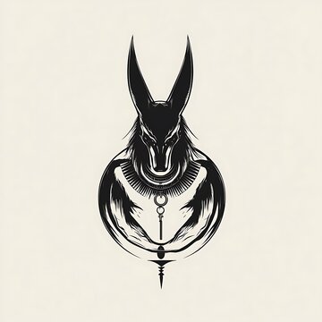 recommend clip art: Black and white illustration of Anubis, the Egyptian god of the dead.