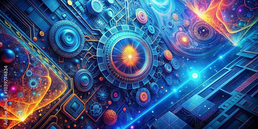 Poster abstract blue background with generative ai elements for modern design projects