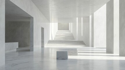 Obraz premium Architectural minimalism shines in this modern and elegant interior hallway featuring sleek marble decor captivating lighting and a clean